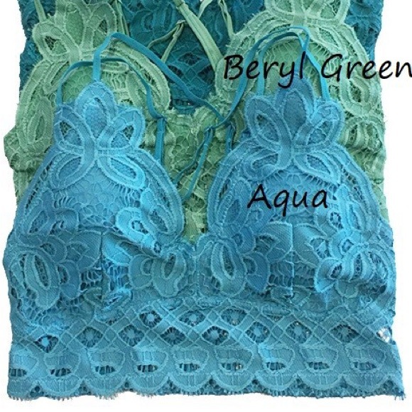 Turquoise Adjustable Double Strap Lace Bralette - Picture 2 of 7